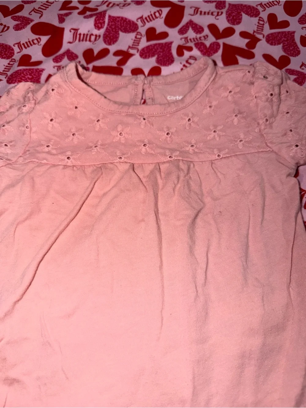 Carter's Light Pink Eyelet Yoke Baby Onesie